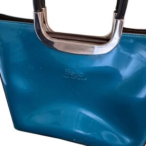 Beijo Teal Tote with Silver Handles